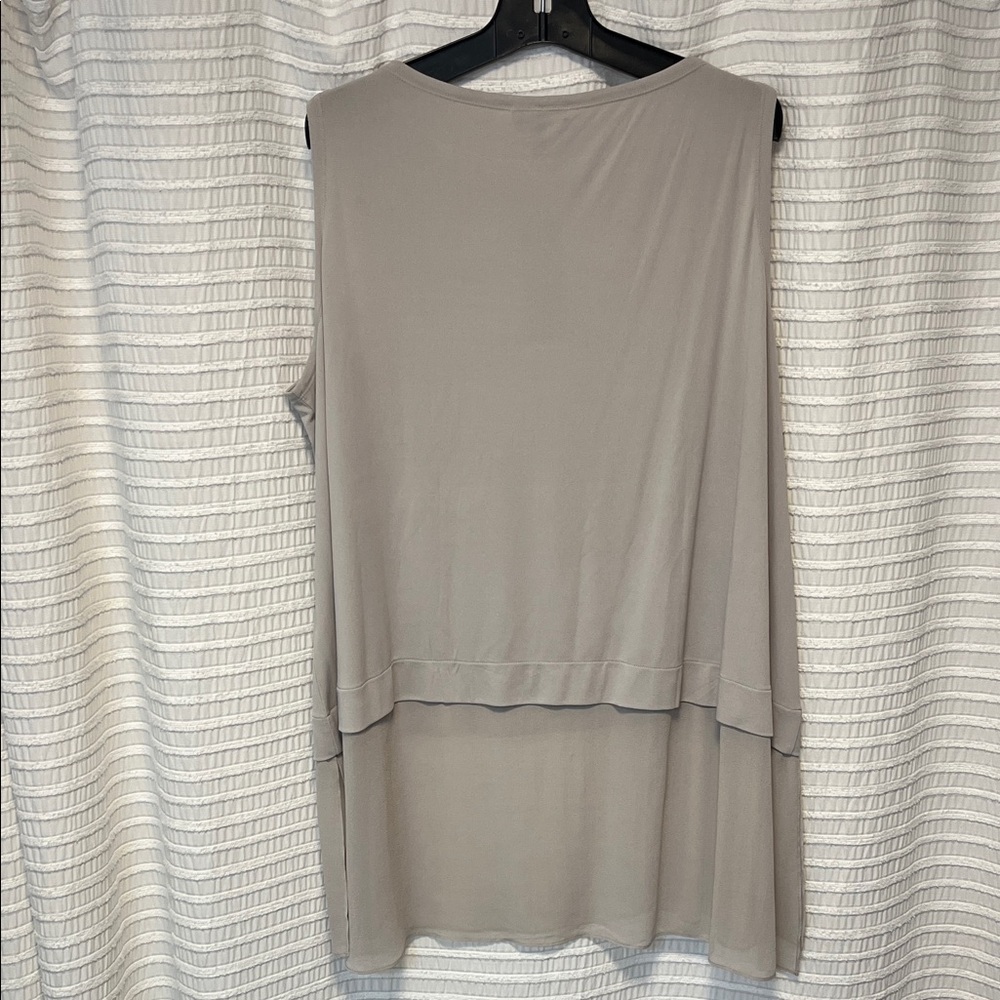 Eileen Fisher Taupe Silk Blocking Layered Tank Top - Picture 4 of 6
